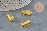 Fermoir Intercallaire aimanté double bracelet 2x3 rangs laiton doré 21mm, x1 VALIDE-Bracelets-Gingerlily Perles