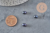 Perle naturelle eau douce ovale noire semi-percée 6-7mm, x1 VALIDE-Perles-Gingerlily Perles