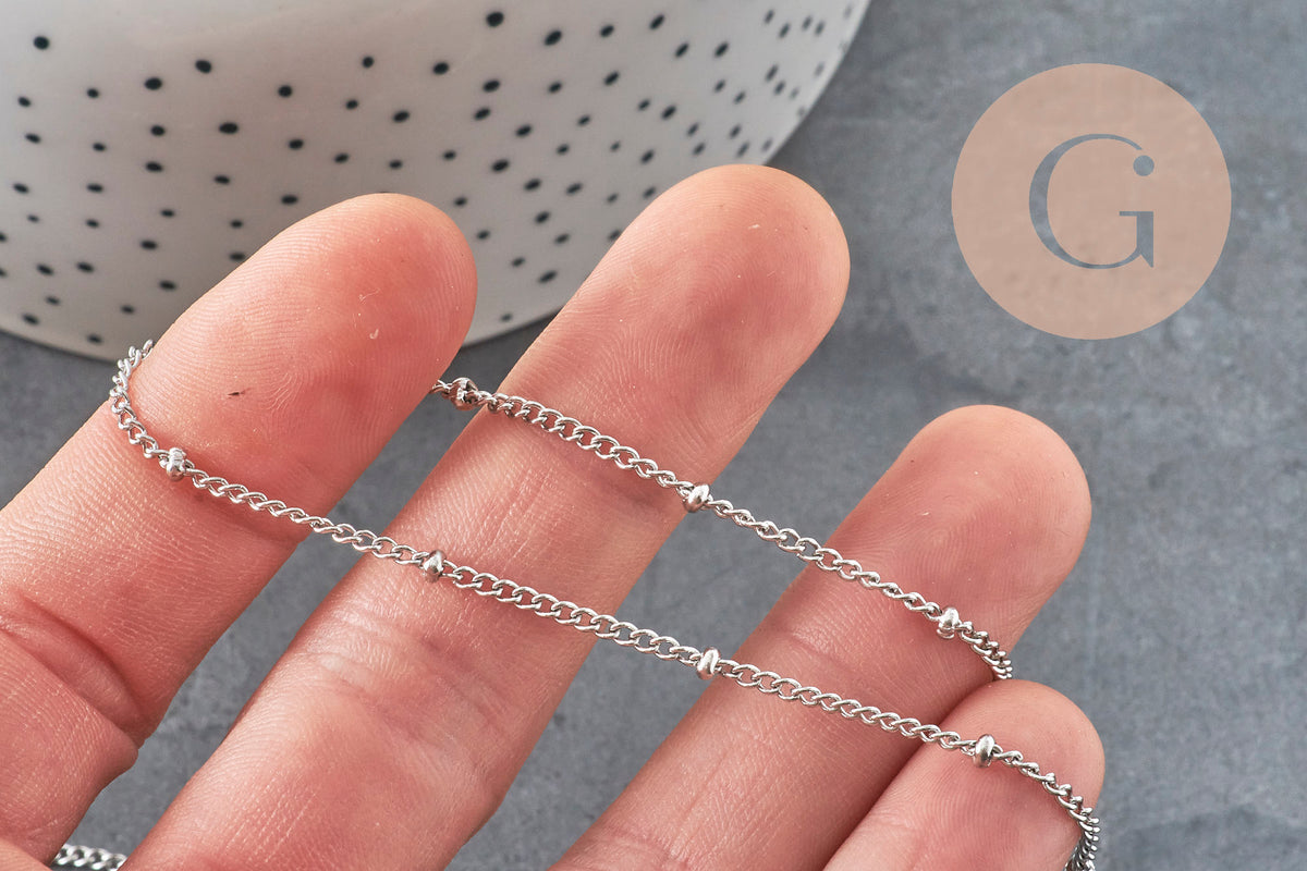 Chaine satellite acier 304 inoxydable platine 3x1mm, x1 mètre (G11397)-Chaînes-Gingerlily Perles