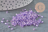 Perles rocaille tube verre violet silver lined 2.5mm, x1 sachet de 8g (G11405)