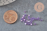 Perles rocaille tube verre violet silver lined 2.5mm, x1 sachet de 8g (G11405)
