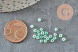 Petite Perle rocaille rayé vert blanc 3-3.5mm, x10gr (G11403)