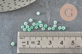 Petite Perle rocaille rayé vert blanc 3-3.5mm, x10gr (G11403)
