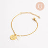 Bracelet personnalisé médaille à graver + coeur nacre chaîne acier inoxydable 304 , x1 (ADN6) (G11100)