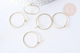 Anneau Créole striée acier 316 IP doré inoxydable piqués 29mm, création boucles d'oreille, x10 (G8011)