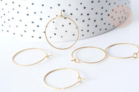 Anneau Créole striée acier 316 IP doré inoxydable piqués 29mm, création boucles d'oreille, x10 (G8011)