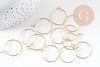 Anneau créole acier 304 doré inoxydable 20mm dorure IP, création boucles, x20 ou x50 (G7703)