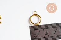 Anneaux créoles acier doré 316 oreilles non percées 15.5mm, création boucles la paire (G6390)