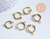 Anneaux créoles acier doré 316 oreilles non percées 15.5mm, création boucles la paire (G6390)