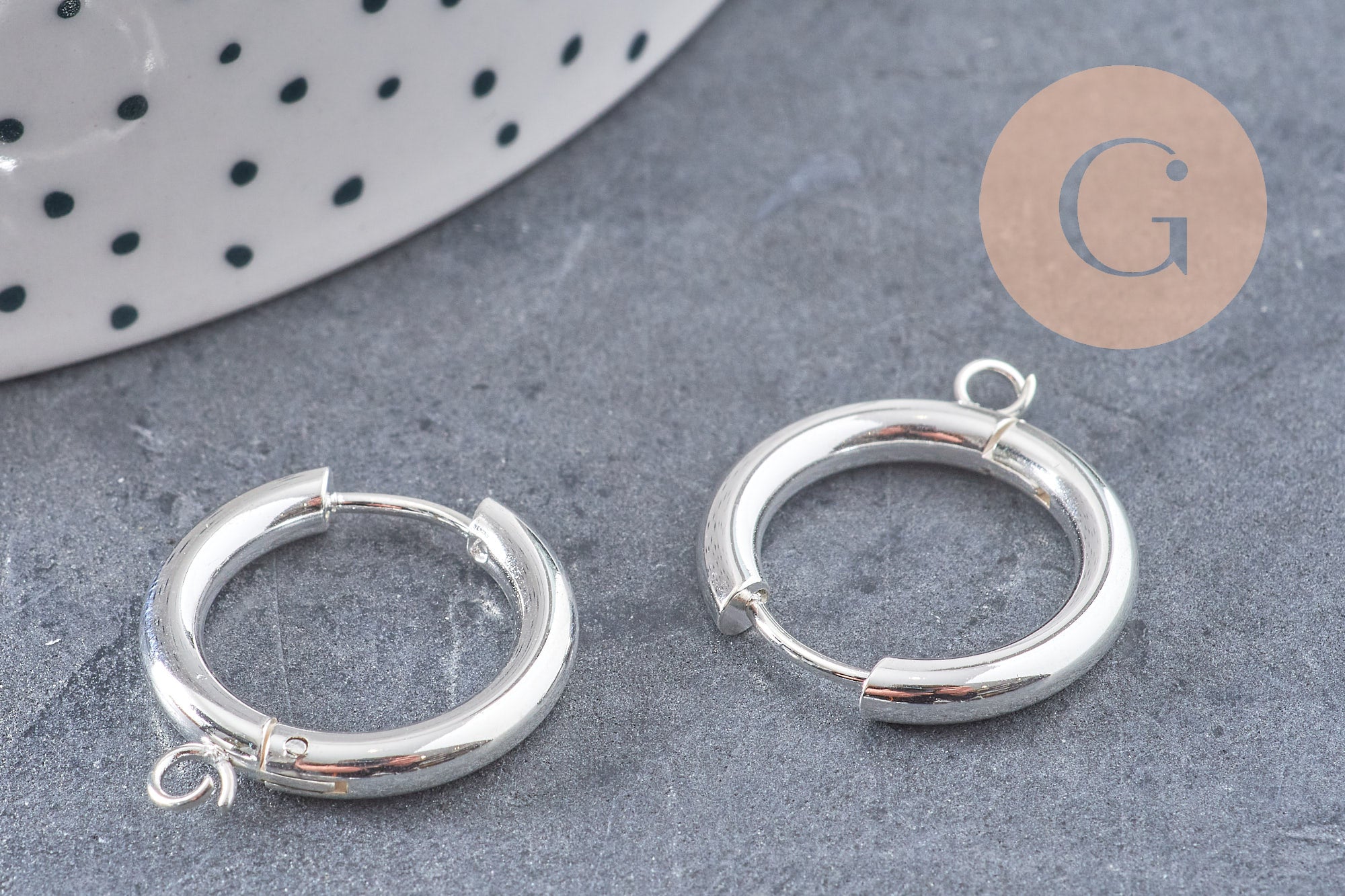 Anneaux créoles +anneau en acier 201-316 inoxydable argenté 22mm, La paire (G10857)