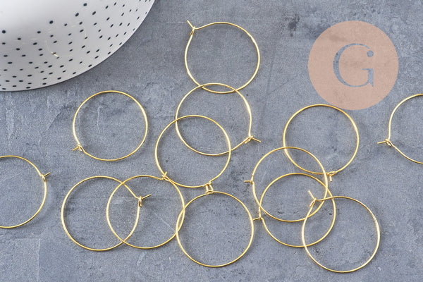 Anneaux créoles dorés 30mm, x20-50-100 (G2602)