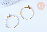 Anneaux créoles dorés 30x25mm, boucles oreilles, x10 (G6787)