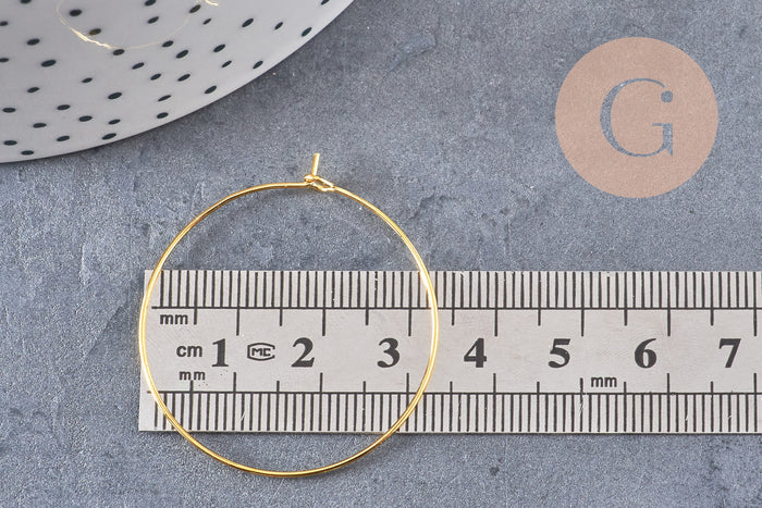 Anneaux créoles laiton doré 35mm,boucles oreilles x 20-50 (G1332)