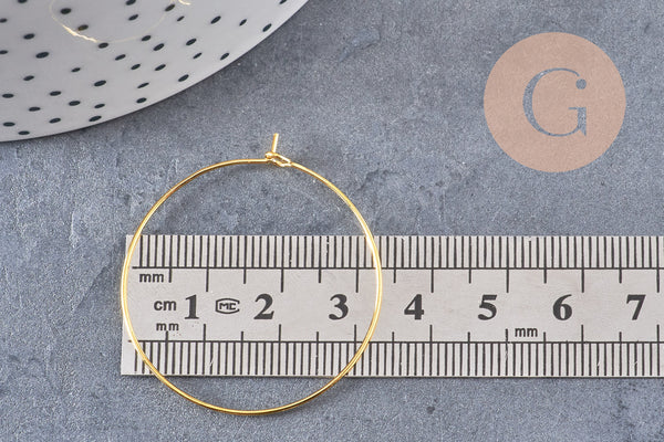 Anneaux créoles laiton doré 35mm,boucles oreilles x 20-50 (G1332)