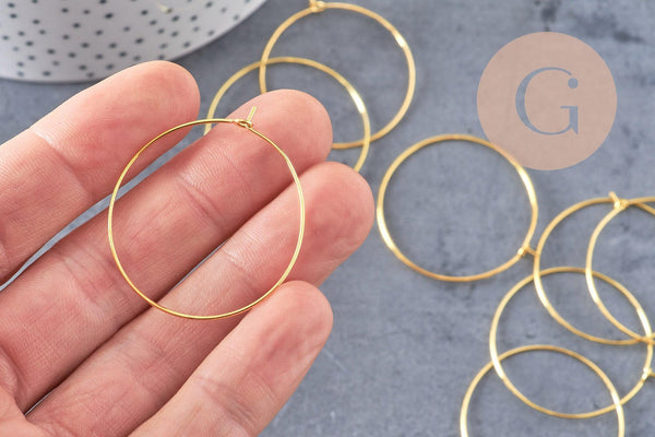 Anneaux créoles laiton doré 35mm,boucles oreilles x 20-50 (G1332)