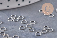 Anneaux de jonction ronds acier 304 platine inoxydable 4mm-0.5mm, x1 gr (G10983)