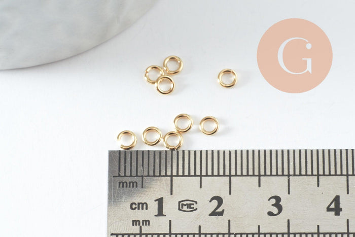 Anneaux ouverts ronds laiton doré 24K 3.5x0.8mm, x50 (G9894)