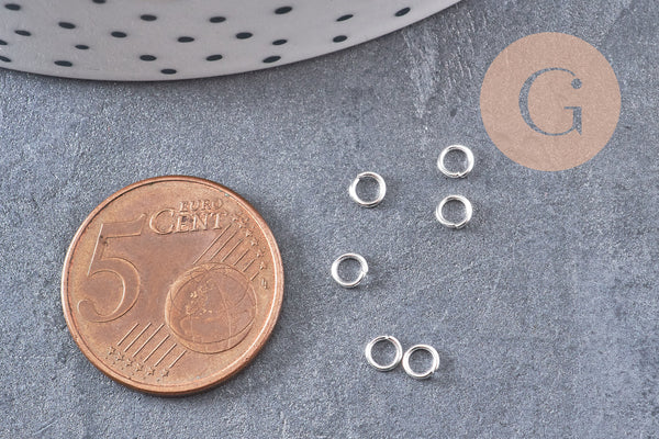 Anneaux ronds acier 304 inoxydable argenté 3.5mm x 0.6mm, x 50 anneaux (G10859)