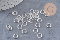 Anneaux ronds acier 304 inoxydable argenté 8mm x 1.2mm, x 50 anneaux (G10860)