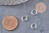 Anneaux ronds acier 304 inoxydable argenté 8mm x 1.2mm, x 50 anneaux (G10860)