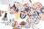 Autocollant arc-en-ciel chats variés 40x80mm, x50 (G10705)