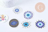 Autocollant oeil protecteur chance variés 50x80mm, x50 (G10693)