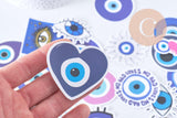 Autocollant oeil protecteur chance variés 50x80mm, x50 (G10693)