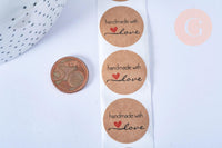 Autocollants kraft LOVE 25mm, x500 (G2909)