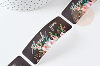Autocollants merci fleurs noirs 75mm, x120 (G6135)