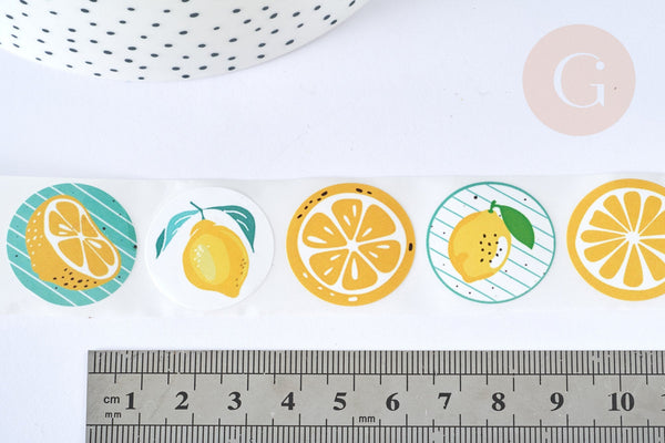 Autocollants motifs fruits d'été 25mm, x500 (G7061)
