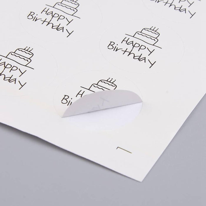 Autocollants ronds joyeux anniversaire 30mm, x12 autocollants (G5089)