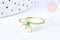 Bague cerise fruit laiton doré 16K zircons roses, x1 (G6576)