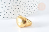 Bague chevalière gros coeur acier doré 304 inoxdydable 17mm, x1 (G8446)