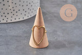 Bague coeur réglable acier 304 inoxydable doré IP Taille 57, x1 (G11327)