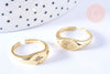 Bague étoilée laiton doré zircon rond blanc 17.2mm, x2 (G6884)