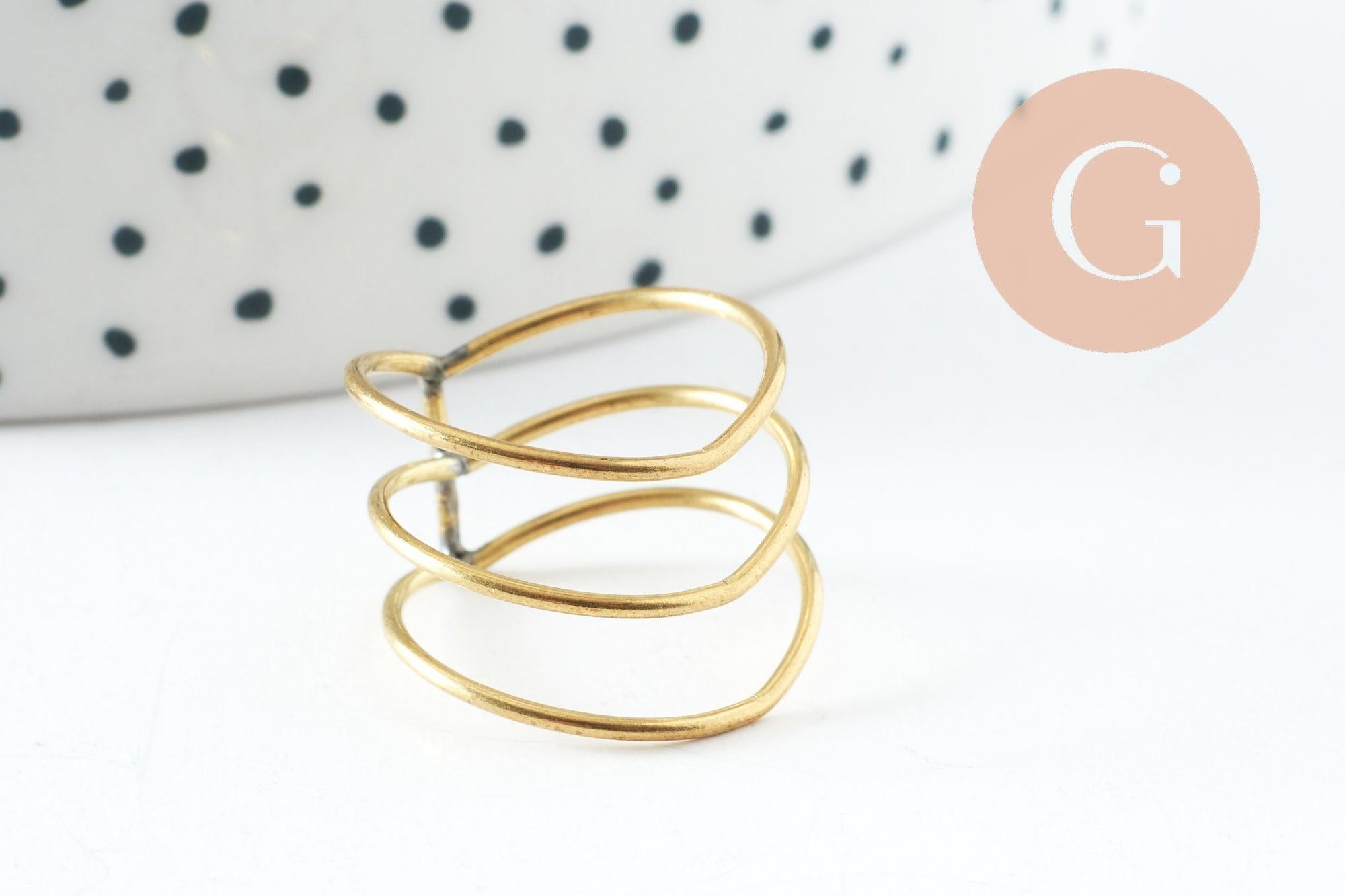 Bague fine triple laiton brut 18mm, x2 (G1698)