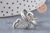 Bague homme argentée réglable serpent 18mm,x1 (G4614)