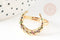 Bague laiton doré lune zircon coloré 16.5mm, x1 (G4246)