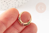 Bague laiton doré lune zircon coloré 16.5mm, x1 (G4252)