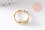 Bague réglable coquillages acier doré 304 inoxydable, x1 (G10365)