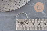 Bague réglable coquillages acier platine 304 inoxydable, x1 (G11151) VALIDE