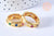 Bague réglable dorée 18k zircons colorés 18.5mm, x1 (G6885)