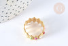 Bague réglable fantaisie acier inoxydable doré émail multicolore Taille 54, x1 (G7006)