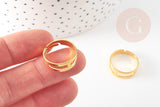 Bague réglable fer doré 18mm, x5 (G1242)
