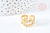 Bague réglable feuilles acier doré 304 inoxydable IP taille 54, x1 (G8463)