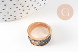 Bague réglable laiton doré émail noir oeil protecteur 18mm, x1 (G4249)
