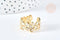 Bague réglable laiton doré géométrique zircon 18.5mm, x1 (G8349)