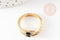 Bague réglable laiton doré serpent zircon noir 17mm, x1 (G4360)