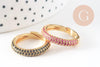 Bague réglable laiton doré zircon coloré 16mm, x1 (G4336)