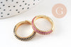 Bague réglable laiton doré zircon coloré 16mm, x1 (G4336)